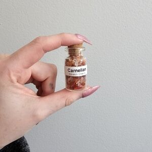 Carnelian Crystal Chips in Glass Bottle